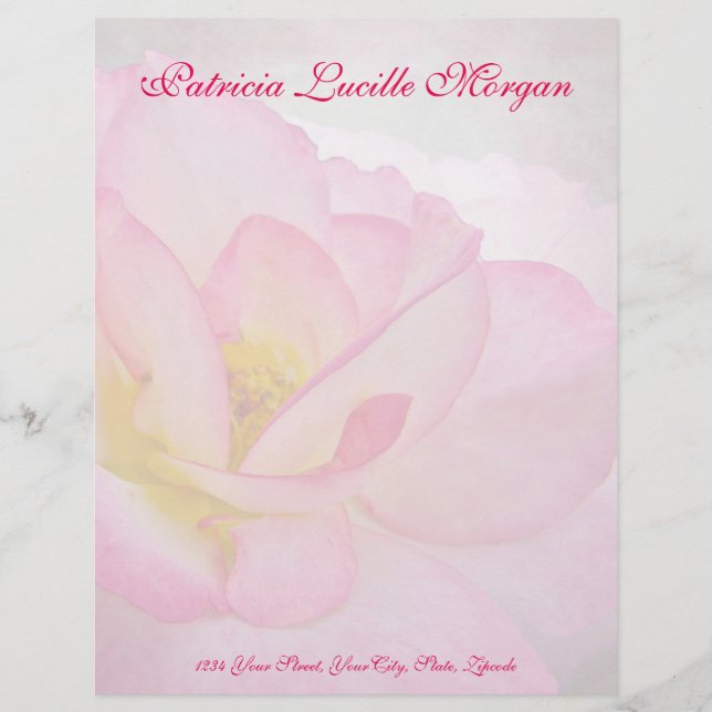 Rosa Viktorianische Rose Briefbogen (Vorderseite)