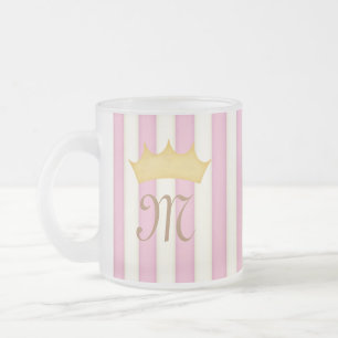 Rosa, Viktorianische Streifen, gekrönte Monogramm Mattglastasse