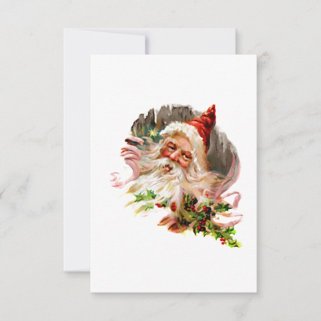 Rosa Viktorianischer Weihnachtsmann Einladung (Vorderseite)