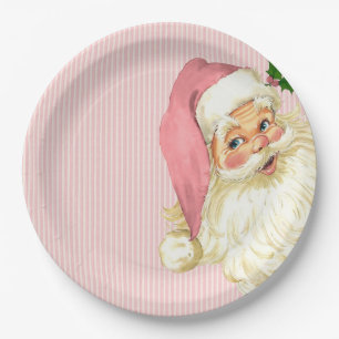 Rosa viktorianischer Weihnachtsmann im Shabby Chic Pappteller