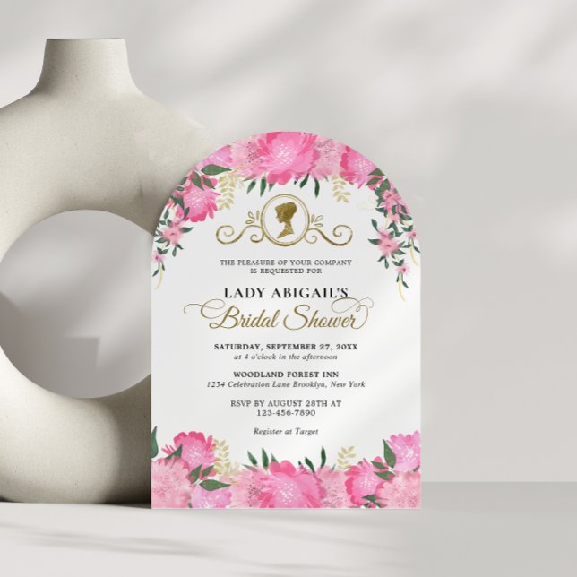 Rosa Viktorianisches Brautparty Arch Einladung (Von Creator hochgeladen)