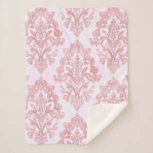 Rosa viktorianisches Damast-Wasserfarbmuster Sherpadecke