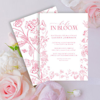 Rosa Viktorianisches florales Elegantes Baby im Bl Einladung