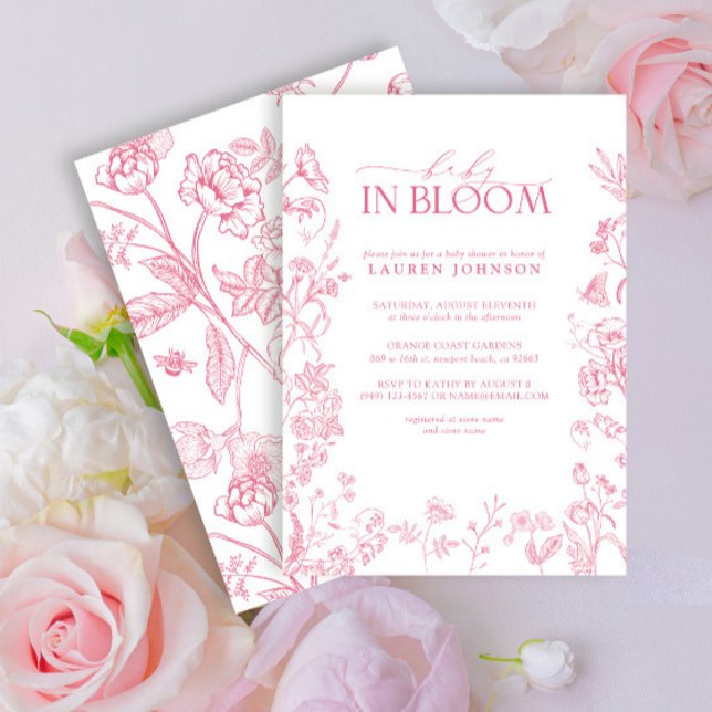Rosa Viktorianisches florales Elegantes Baby im Bl Einladung (Von Creator hochgeladen)