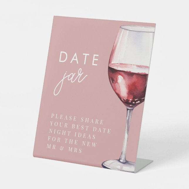 Rosa Vino vor Vows Datum Nacht Jar Brautparty Sockelschild (Vorderseite)