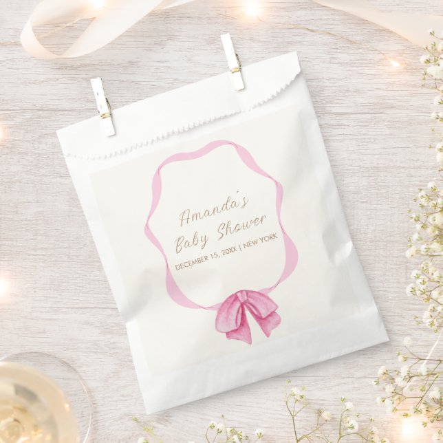 Rosa Vintag Bow Frame Girl Babydusche Geschenktütchen (Ausgeschnitten)