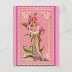 Rosa Vintag Garden Faiale Bläserei Postkarte