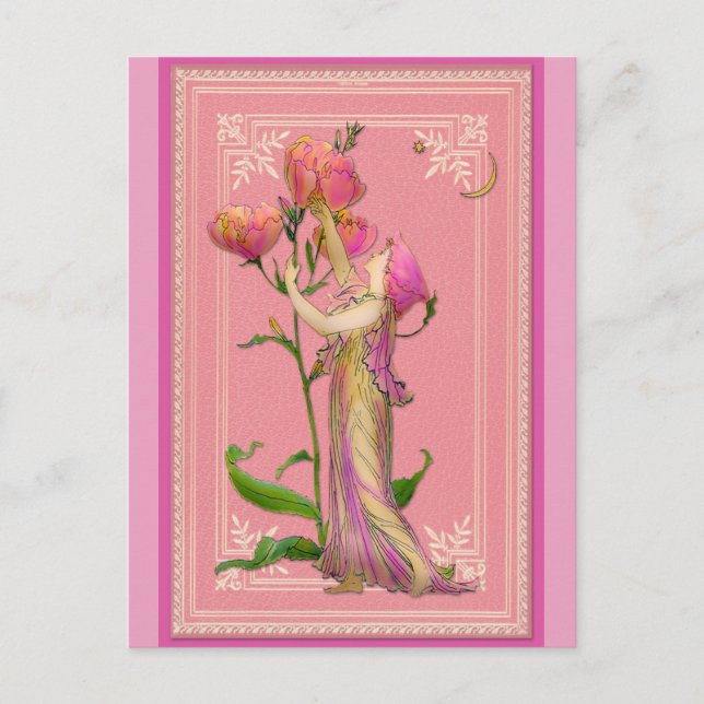 Rosa Vintag Garden Faiale Bläserei Postkarte (Vorderseite)