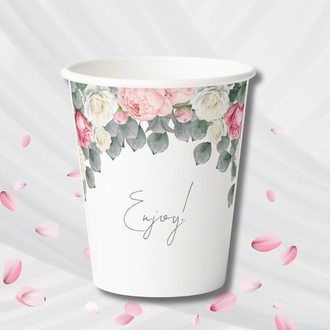 Rosa Vintag Gartenanlage Rose Kinderdusche Pappbecher (Von Creator hochgeladen)