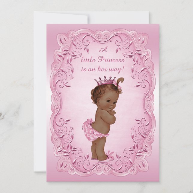 Rosa Vintage Babydusche der Prinzessin Einladung (Vorderseite)