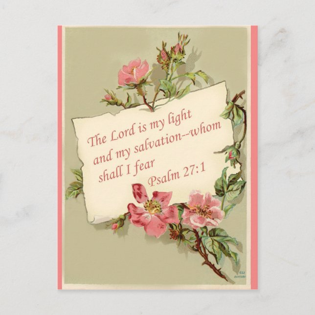 Rosa Vintage Blume Bibel Verse Postkarte (Vorderseite)