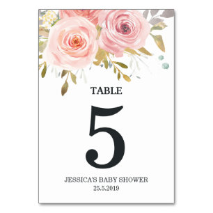 Rosa Vintage-Blumen-Babyshower-Tischnummer Tischnummer