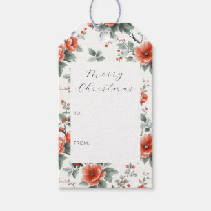 Rosa Vintage-Blumen  Geschenkanhänger