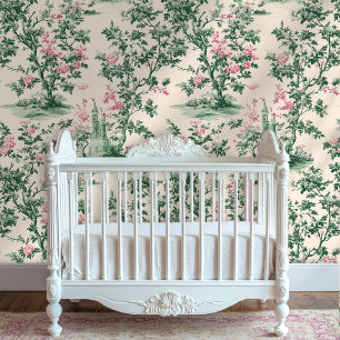Rosa Vintage-Blumen-Toile-Wallpaper zum Aufkleben Tapete