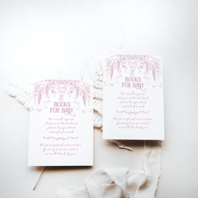 Rosa Vintage Blumenbücher Kindermädchen Kinderdusc Begleitkarte (Von Creator hochgeladen)