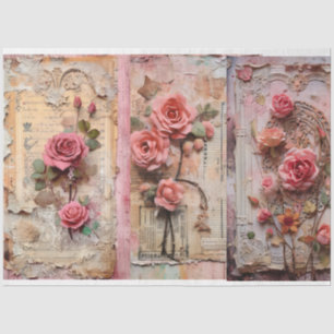Rosa Vintage Blumengrunge Decoupage Seidenpapier