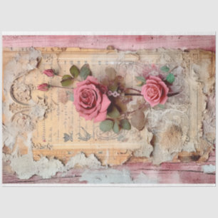 Rosa Vintage Blumengrunge Decoupage Seidenpapier