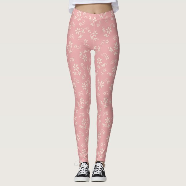 Rosa Vintage BlumenLeggings Leggings (Vorderseite)