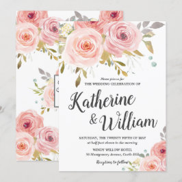 Rosa Vintage Blumenzitterung Einladung