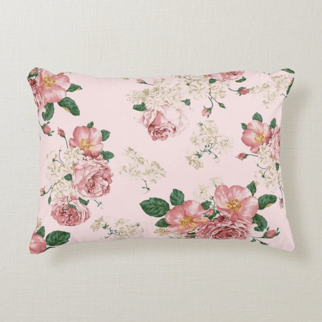 Rosa Vintage Blüte Dekokissen (Vorderseite)