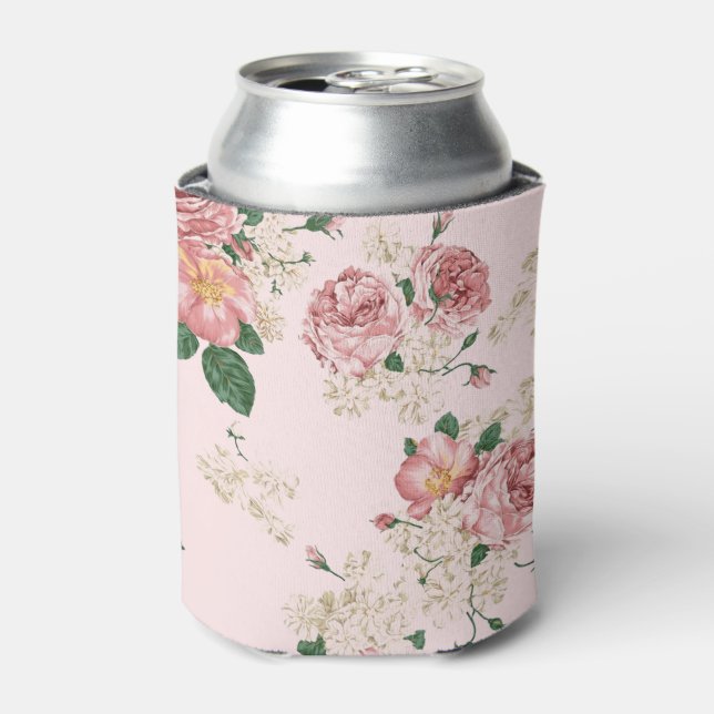 Rosa Vintage Blüte Dosenkühler (Kanne Vorderseite)