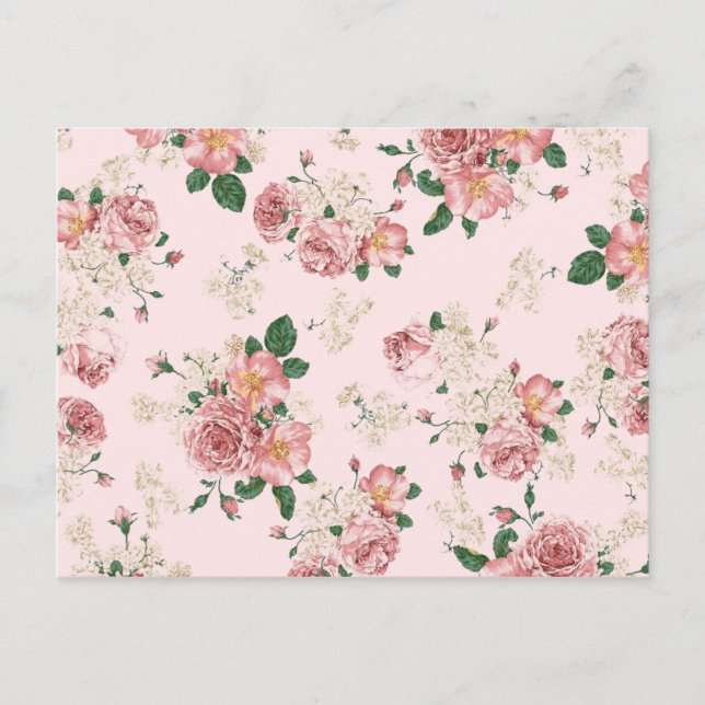 Rosa Vintage Blüte Postkarte (Vorderseite)