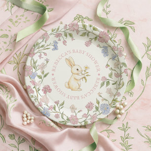Rosa Vintage Blütendusche Pappteller