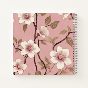 Rosa Vintage-Blütenzweig-Muster Notizbuch