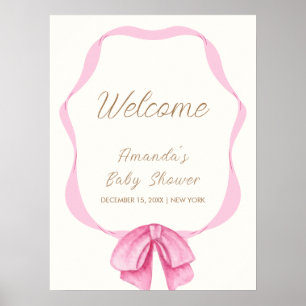 Rosa Vintage-Bogenrahmen Mädchen Baby Shower Willk Poster