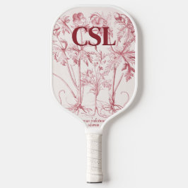 Rosa Vintage Botanische Art Monogram Pickleball Schläger