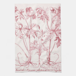 Rosa Vintage botanische Kunst Geschirrtuch
