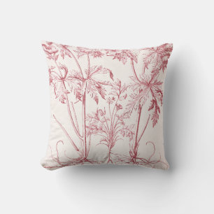 Rosa Vintage botanische Kunst Kissen