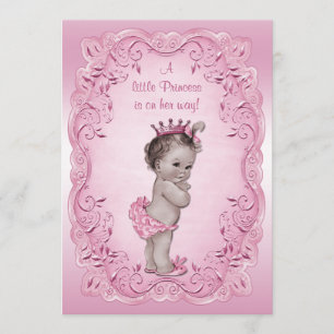 Rosa Vintage Dusche Prinzessin-Baby Einladung