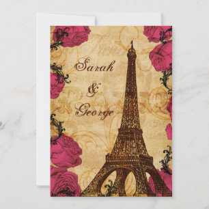 Rosa vintage Eiffelturm Paris Danke Einladung