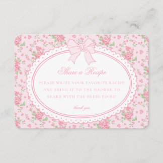 Rosa Vintage Fancy Floral Rezept teilen Begleitkarte