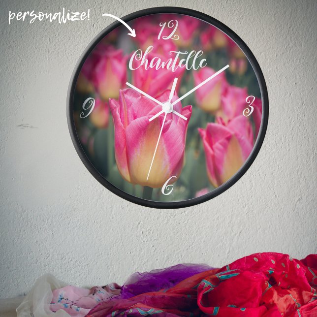 Rosa Vintage Federtulpen Uhr (Von Creator hochgeladen)