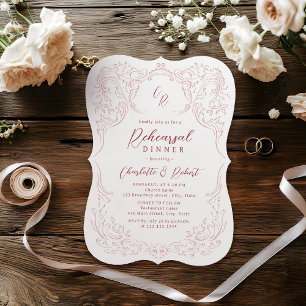 Rosa Vintage Flourish Monogram Probeessen Einladung