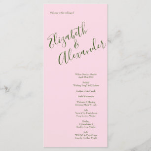 Rosa Vintage Hochzeit Menükarte