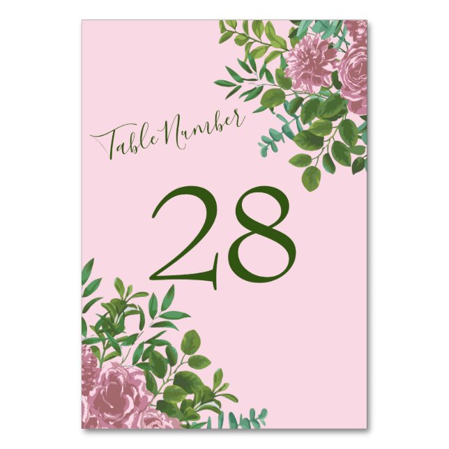 Rosa Vintage Hochzeit Tischnummer (Rückseite)