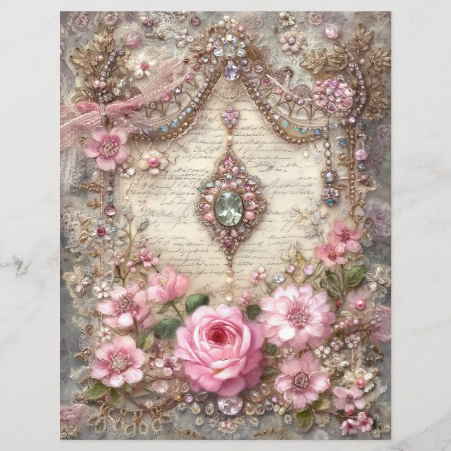 Rosa Vintage-Junk-Journal-Scrapbook-Papier (Vorderseite)