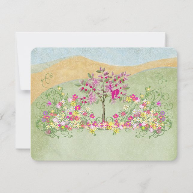 Rosa Vintage Love Bird Blume Swirl Wedding RSVP (Vorderseite)