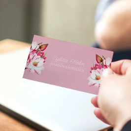 Rosa Vintage Magnolienflora Botanischer Chic Visitenkarte