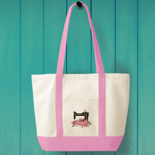 Rosa Vintage Nähmaschine Monogramm Tragetasche