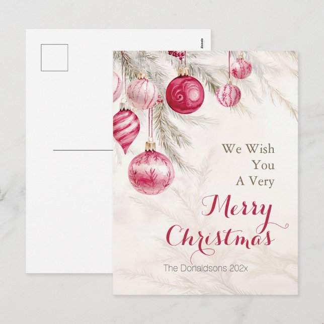 Rosa Vintage Ornamente Weihnachten (Vorne/Hinten)