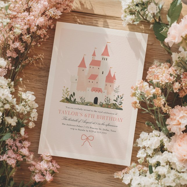Rosa Vintage Prinzessin Burg Fairytale Einladung (Von Creator hochgeladen)