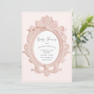 Rosa Vintage-Rahmen Baby Shower Einladung