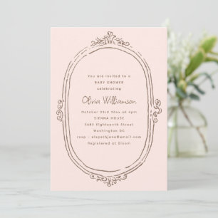 Rosa Vintage-Rahmen Elegante Babyparty Einladung