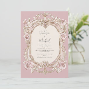 Rosa Vintage-Rahmen Elegante Hochzeit Einladung