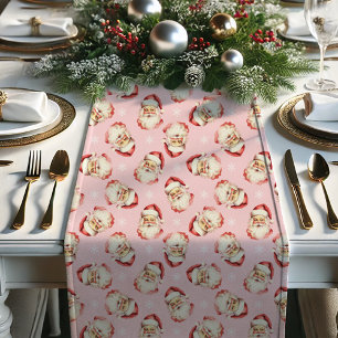 Rosa Vintage Retro Weihnachtsmann Weihnachten Kurzer Tischläufer