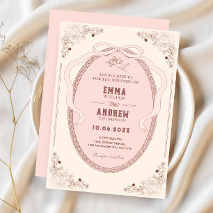 Rosa Vintage romantische Hochzeit Einladung